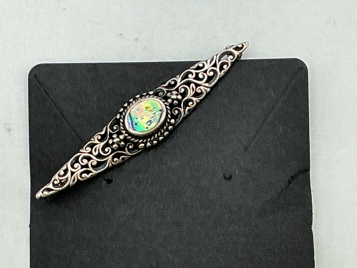 925 silver oval bar brooch