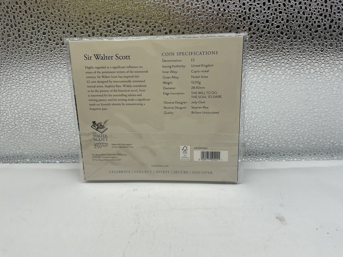 The royal mint sir Walter Scott 2 pound coin seal