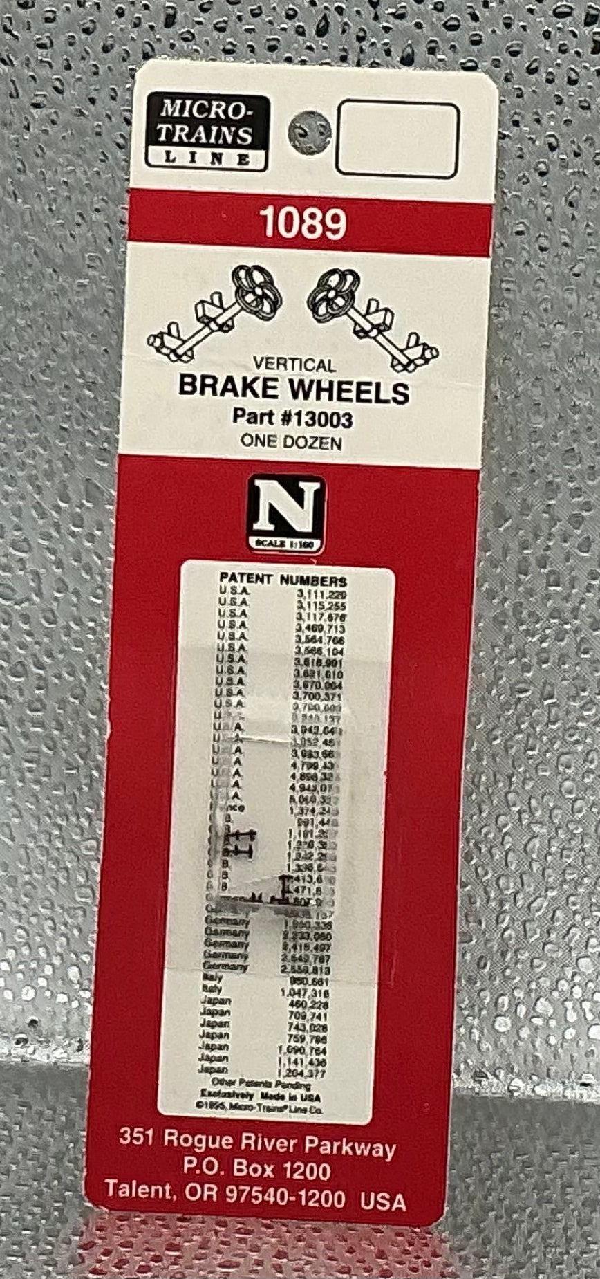 Micro Trains N Gauge No. 13003 Brake Wheels.
