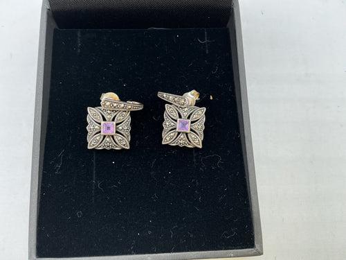925 silver square pair earrings