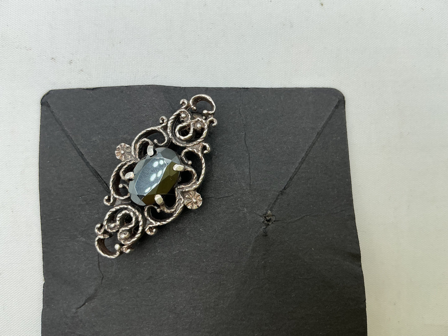 925 silver oval gemstone brooch