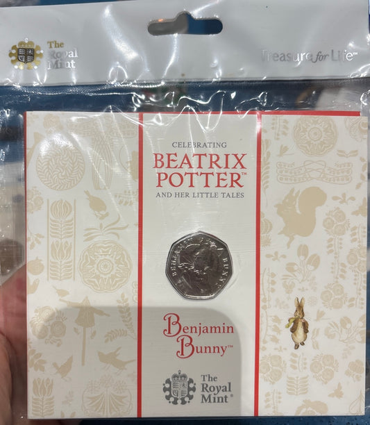 Royal mint Beatrix Potter Benjamin bunny collectable 50p coin
