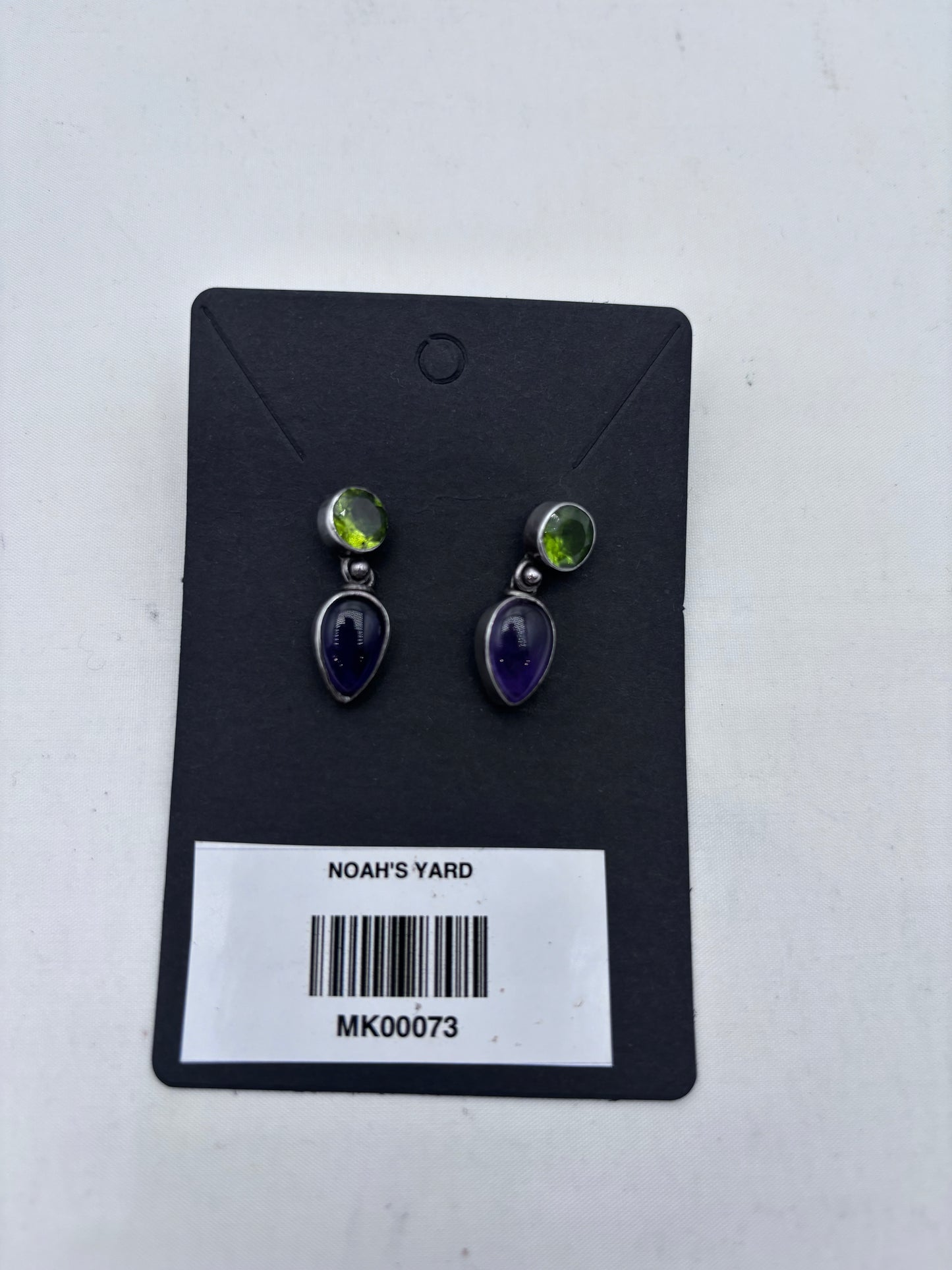 Vintage silver amethyst and peridot post earrings