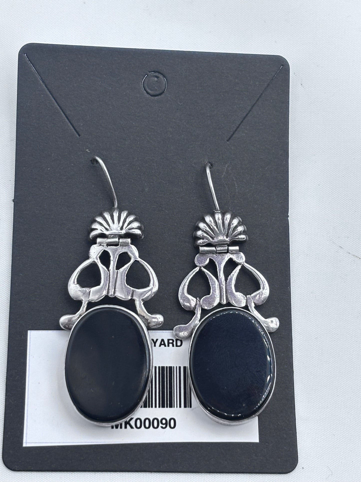 Vintage silver art deco inspired black stone earri